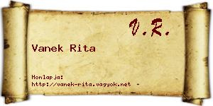 Vanek Rita névjegykártya